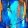 Ud af det blå kommer du Abstrakt maleri i farver af Tine Weppler: Du ser måske en blå elefant 100 x 130 cm pris kr. 14.800