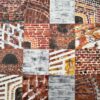 Bricks in the wall Collagemaleri, hvor 16 små detalje malerier danner en samlet mosaik. Du kan se mursten eller andre detaljer fra storbyen.