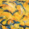 Fugle flyver i flok Stort abstrakt maleri som er inspireret af et tur på Tøndermasken, hvor jeg oplevede det betagende syn med stærenes dans - sort sol