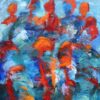 Hot time Stort farverigt og abstrakt maleri - et aflangt maleri med blå og røde nuancer i en smuk kombination