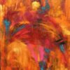 Musik i blodet Abstrakt maleri i stærke frver og med energi og glæde, hvor du mellem strøgene ser en dansende kvinde