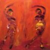 Together in Dance Farvestrålende maleri inspireret af Voigt Steffensens skønne dansemalerier med kraft og farve