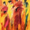 Closing Time Abstrakt farverigt maleri med masser af energi og måske ser du 4 kvinder