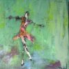 Dancing on my own Collage maleri med en danser i flot position på grøn baggrund