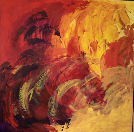 Ilden danser Abstrakt maleri med dynamik og kraft som ligner ild der danser