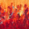 Når gnisterne fænger Kæmpe stort maleri i varme farve med bevægelse, rytme og energi - det kan være dansende flammer, gløder der tændes og mennesker toner frem