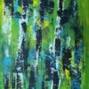 I skovens dybe stille ro Dejlig sommerstemning i dette maleri kombineret med tryk, hvor man måske selv danner træer i skovens ro