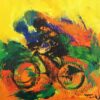 Mountainbike maleri af Cykelsport - Maleri af cyklinst på racercyklen i dejligt vejr