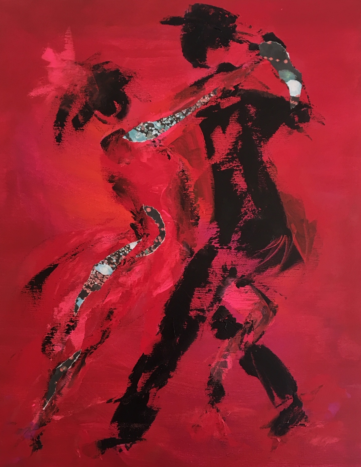 Tine Weppler Maleri af tango 40 x 30 cm | Abstrakt Maleri