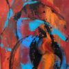 Dancing alone, Dymanisk maleri i røde farver som forestiller en kvindelig danser eller tyrefægter