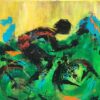 På racer i det grønne, maleri med cyklist