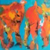 Hvad brombærkrattet gemte Abstrakt moderne maleri i farver, hvor man muligvis ser dyr kvadratisk form 80 x 80 cm pris kr. 7.800