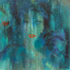 Portræt af kvinde i blåt 40 x 40
