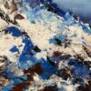 Når isen smelter Smukt landskabs maleri med farver og stemning, hvor man ser bjerge inspireret af Færøerne
