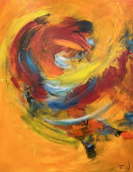 Emotion Farverigt maleri - nærmest i Voigt Steffensens stil - med masser af dynamik og dans