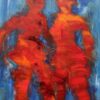 Let's Dance, Abstrakt og farverigt maleri, hvor man samtidig ser to figurer i varme føde farver