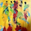 Venindetur i byen dynamisk maleri, der stråler af farverSkønne farver kendetegner dette maleri, som er et abstrakt maleri med kvinder i bevægelse